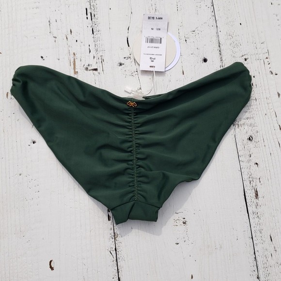 PILYQ Green Envy Basic Ruched Full Bikini Swim Bottoms Women's Size Medium NEW - Picture 13 of 14